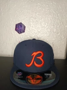 Chicago Bears Hat New Era Mens 7 3/8 Cap Script Logo Fitted 59Fifty A39 - Picture 1 of 6