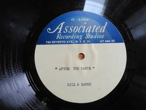 Unknown "After The Dance" 10" 78 RPM Acetate Record-Brill Building Hill & Range - Imagen 1 de 3