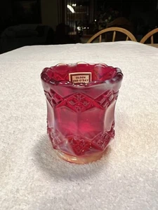 Soporte palillo de dientes de vidrio imperial escoria roja extremo antiguo día O con etiqueta - Imagen 1 de 11