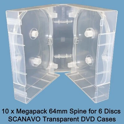 10 x 6 Way Clear Megapack DVD 64mm [6 Discs] New Empty Replacement SCANAVO Case - Image 1 of 4