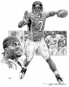 Litografía de Michael Vick Atlanta Falcons de Michael Mellett - Imagen 1 de 1
