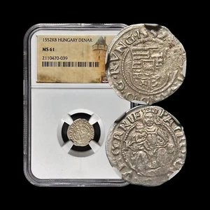 HUNGARY. 1552, Denar, Silver, KB - NGC MS61 - Ferdinand I, Madonna, Kremnica 039 - Picture 1 of 6