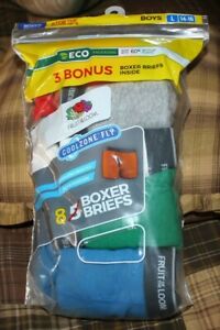 NEW!  (8) pack  Fruit of the Loom  Boys  Boxer Briefs  Large  (14-16)  underwear