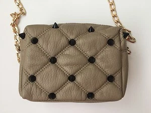 Deux Lux Women's Purse Bag Crossbody Vegan Leather Studs Zip Quilted Chain Small - Picture 1 of 9