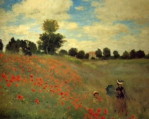 Monet The Poppy Field Near Argenteuil Reproduction Print  4" x 5 "-16" x 20" - Picture 1 of 5