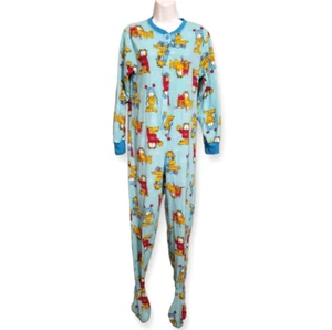 Garfield Odie One Piece Woman's Sz S Sleepwear Footed Pajama Button Up Fleece - Picture 1 of 9