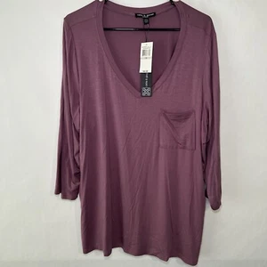 Cable & Gauge Long Sleeve V Neck Top Women Size XL Orchid Purple Viscose NWT $60 - Picture 1 of 13