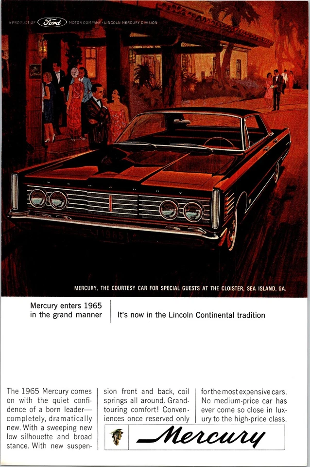 PRINT AD 1965 Mercury Monterey Cloister Sea Island Georgia Lincoln 6.75 x 10 - Image 1 of 1