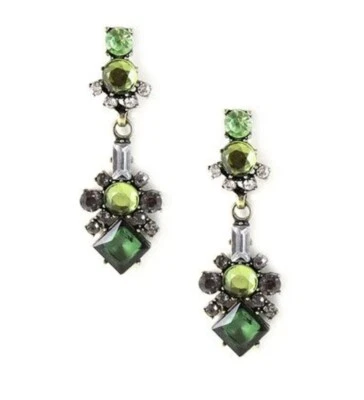Impresionantes pendientes colgantes J.Crew varios detalles de cristal verde Foto 1 de 4