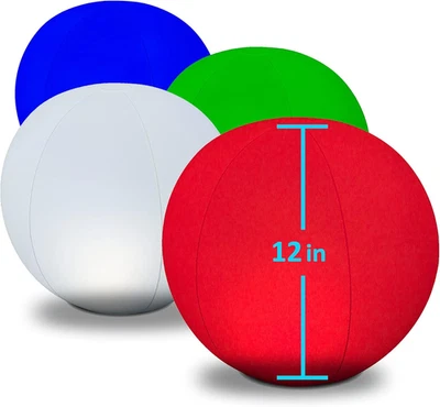 12" Solar LED Floating Pool Lights, Inflatable Glow Balls, 4-Pack - Image 1 of 4