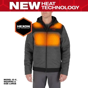 Men'S Large M12 12V Lithium-Ion Cordless AXIS Gray Heated Jacket Kit with (1) 3. - Picture 1 of 12