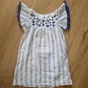 Girls H&M Summer Dress 5-6 Years Tassle Stripe Embroidery - Picture 1 of 5