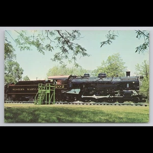 Postal de tren Hagerstown Maryland de colección 1953 locomotora sin publicar vista ferroviaria - Imagen 1 de 4