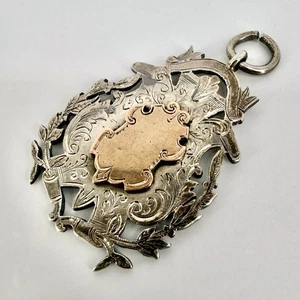 Antike große Silber Uhrenanhänger Medaille - Birmingham 1894 - S.A. - Bild 1 von 5