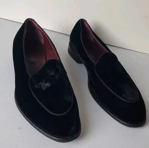 SuitSupply Tuxedo Velvet Shoes Mens 10.5 Black Slip On Italy Formal EUR 44 - Picture 1 of 11