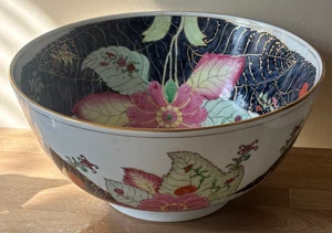 20. Jh. Chinesischer Export große Herzstück Schale mit Tabakblatt Design - Bild 1 von 21