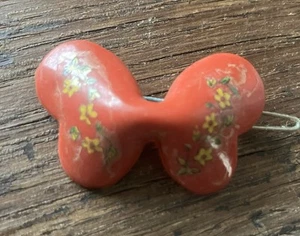 vintage 1980 plastic butterfly barrette Maroon With Floral Design On Wings Retro - Picture 1 of 5