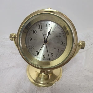 Hampton Quartz Schiff oder Kaminuhr mit Ständer Messing Vintage FUNKTIONIERT - Bild 1 von 11