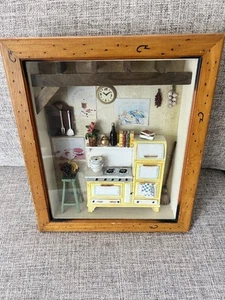Kitchen Shadow Box Diorama Art Miniature Wall Hanging French Country Cook Decor - Picture 1 of 18