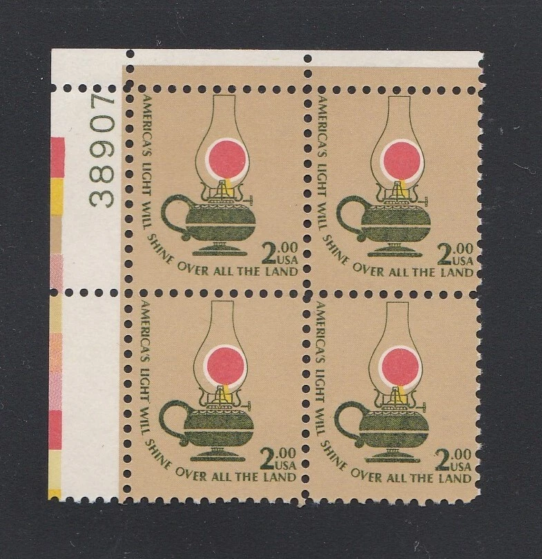 USA 1978 MNH $2 KEROSENE LAMP IN PLATE BLOCK OF 4 - Image 1 of 1