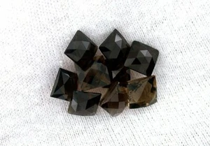 Two 6mm Square Custom Cut Double Sided Checkerboard Smoky Quartz Gemstone ES6515 - Picture 1 of 1
