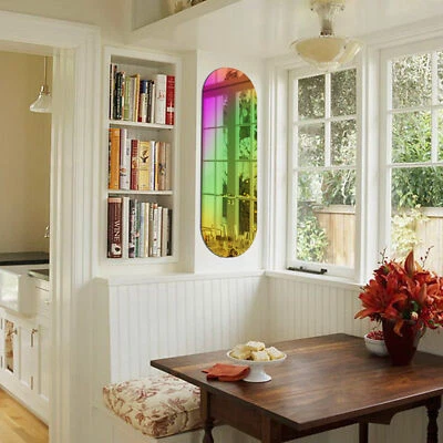 Oval Iridescent Wall Mirror Rainbow Accent Mirror Adds Splash of Color to Room - Image 1 of 4