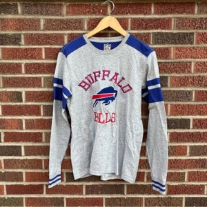 NFL Apparel Blue Gray and Red Embroidered Varsity Striped Long Sleeve Tee Shirt - Picture 1 of 3