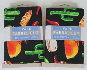 David Textiles 2 Yards Taco Fabric - 100% Cotton - Burrito Chiles Cactus Pre-Cut - Picture 1 of 6