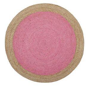 Indian Natural Fiber Handmade beautiful floor Pink Brown Border 60x60 cm Rug
