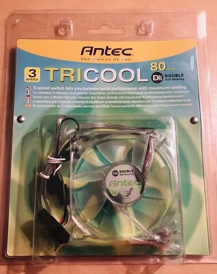 Antec 761345-75081-3 80mm 3/4 Pin Double Ball Bearing Case Fan - NEW - Image 1 of 2