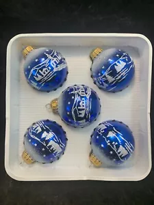 Vintage American Classic By Krebs Village Glass Christmas Ornaments Set of 5 - Picture 1 of 14