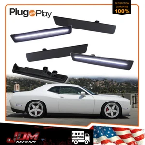 4PCS Front Rear Bumper White LED Side Marker Lights For 2015-23 Dodge Challenger - Picture 1 of 12