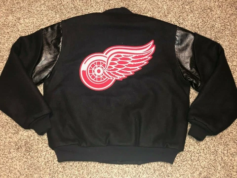 DETROIT RED WINGS Vtg 1990s Chalk Line HUGE LOGO Letterman VARSITY Jacket L USA Cover