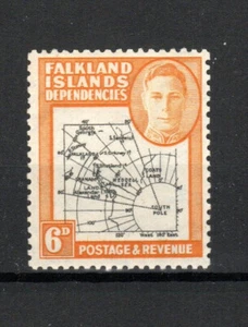 Falkland Islands - Falkland Islands Deps 1946-49 6d black and ochre Map SG 6e MH - Picture 1 of 1