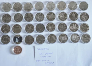 GIBRALTAR 33x ONE 1 CROWN COIN collection set bundle rare scarce - Picture 1 of 2