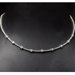 2,63 kt zertifiziertes im Labor gezüchtetes Diamant Tennis Halskette 14 K Weißgold 18 Zoll - Bild 1 von 11