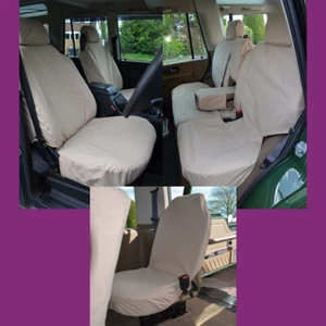 Fundas traseras 7 asientos para arena delantera beige impermeable Land Rover Discovery 2 - Imagen 1 de 9
