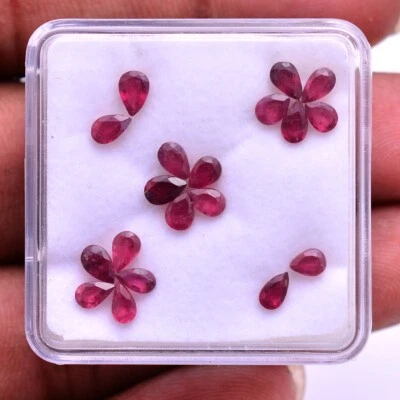 19 Pcs Natural Mozambique Ruby Rich Red Pear Faceted Cut 3mm-4mm Loose Gemstones - Image 1 of 4