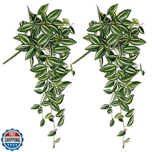 DILATATA Fake Hanging Plants Artificial Hanging Plants 26" Faux Wandering Jew - Picture 1 of 5