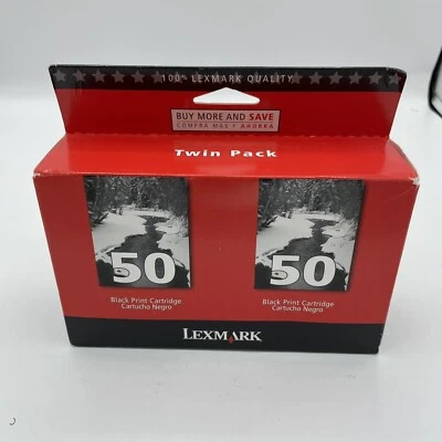 Lexmark 50 Black Ink Cartridges 17G0050 Twin Pack Genuine New Sealed - Image 1 of 4