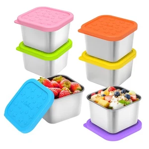 Stainless Steel Snack Containers for Kids, 6 oz Leak Proof Small Food Storage... - Picture 1 of 7