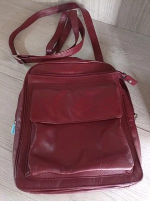 Visconti Leather Messenger backpack  bag/ Travel, Work Bag, Oxblood VGC - Image 1 of 4