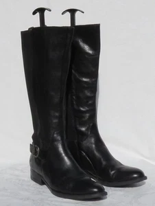 BORN US Women’s 7 7M Black Leather Knee High Pull On Equestrian CAMPBELL Boots - Picture 1 of 11