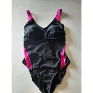 Lands End Größe 16 W Damen schwarz & pink Einteiler Badeanzug Schwimmen - Bild 1 von 3