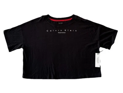 Calvin Klein Performance Women’s Boxy Crop Top Black Size Medium NWT Logo - Image 1 of 4