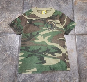 Vintage 80s Duck Head Boy's 5 Woodland Camo Single Stitch Ringer T Shirt - Picture 1 of 9