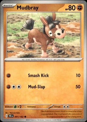 Pokemon - 2X Mudbray #091/162 - SV05: Temporal Forces Common - Image 1 of 2