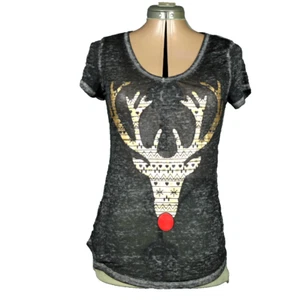 Camiseta Rudolf Reindeer Burnout Navidad Gráfico Metálico Rocker Niña S (3/5) - Imagen 1 de 17