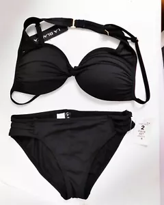 Neu La Blanca schwarz 2-teiliges Bikini Badeanzug Set $ 125 RT Größe 8 - Bild 1 von 4