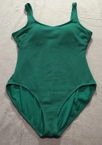 Time & Tru Body Swimsuit Women's XL Ribbed Preppy Beach Vacation Green - Picture 1 of 9